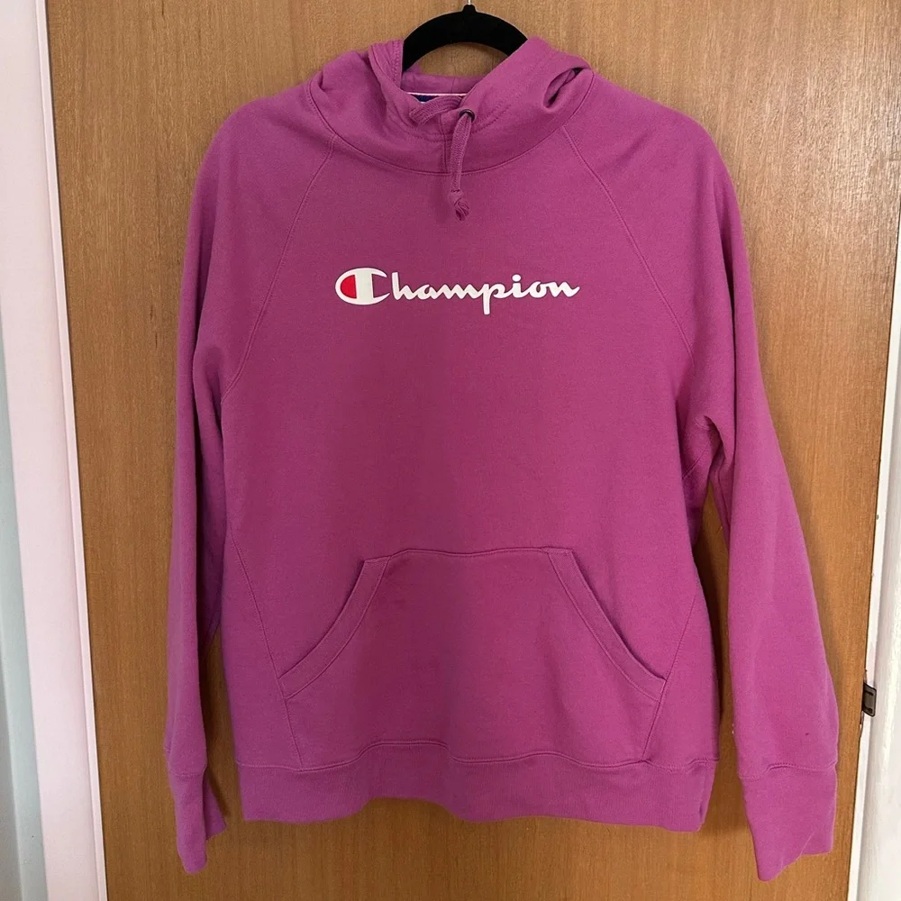 Champion Pink Logo Hoodie Women’s - Picture 1 of 5